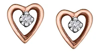 10K Rose & White Gold Diamond (0.02 ct. T.W) Heart Studs