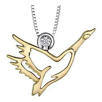 Sterling Silver & 10K Yellow Gold Canadian Diamond (0.05 ct T.W.) Heron & Bezel  Necklace