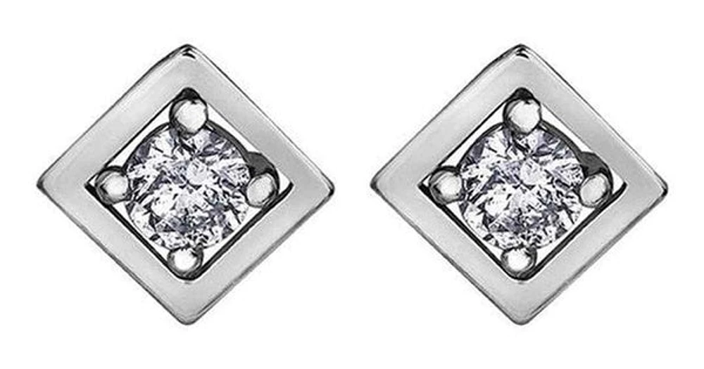 10K White Gold Diamond (0.08 ct. T.W.) Outline Studs