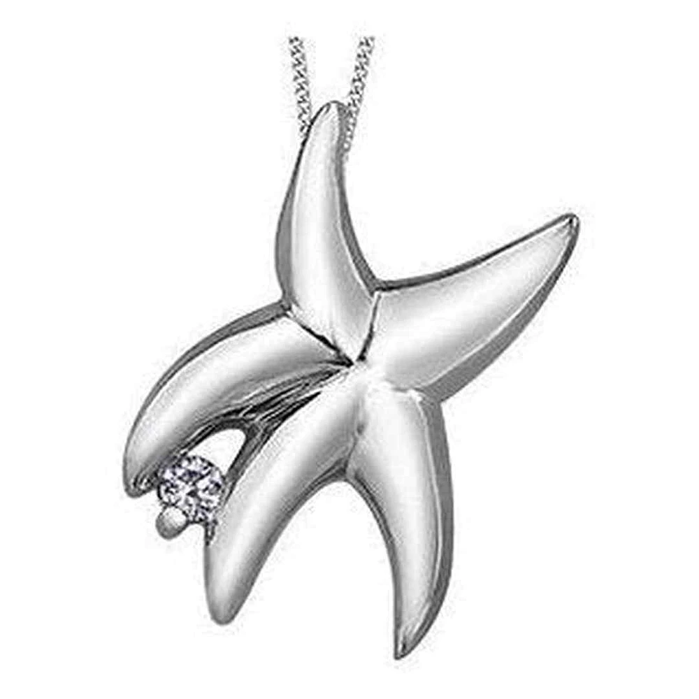 10K White Gold Canadian Diamond (0.03 ct T.W.) Starfish Necklace