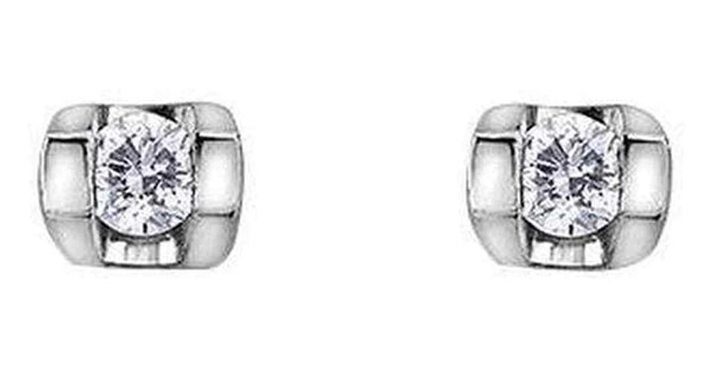 10K White Gold Diamond (0.06 ct. T.W.) Rounded Tension Studs