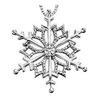 10K White Gold Canadian Diamond (0.08 ct T.W.) Snow Flake Necklace