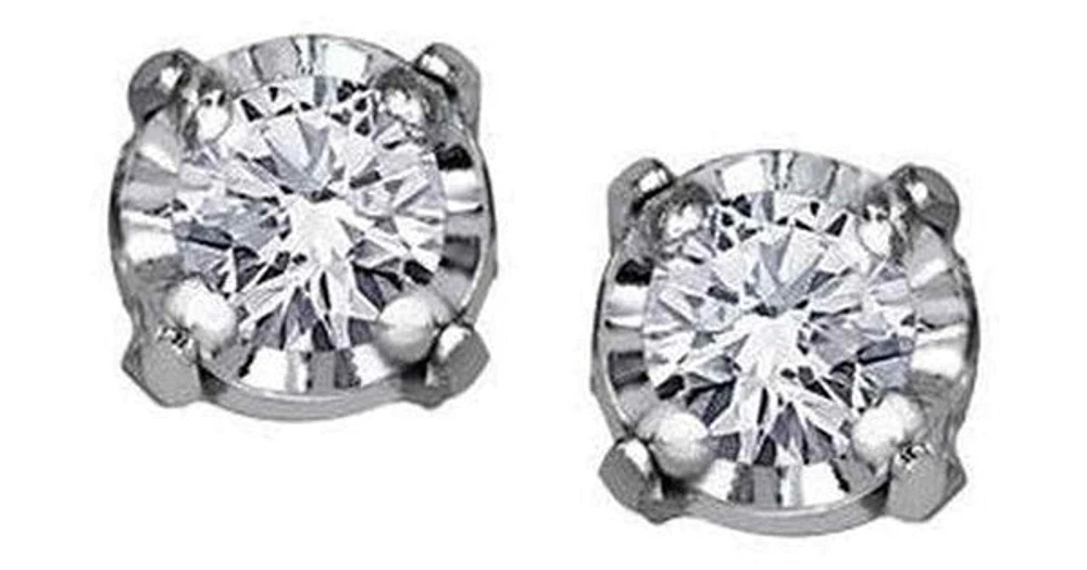 10K White Gold Solitaire Diamond ( ct. T.W.) Studs