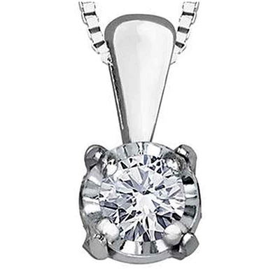 10K White Gold Solitaire Diamond ( ct. T.W.) Necklace