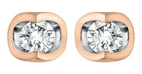 10K Rose & White Gold Solitaire Diamond (0.06 ct. T.W.) Half Moon Studs