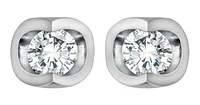 10K White Gold Solitaire Diamond (0.06 ct. T.W.) Half Moon Studs