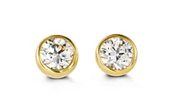 Baby Bezel Studs in 14k Yellow Gold