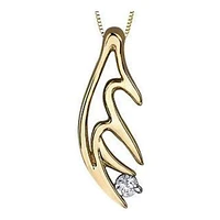 10K Yellow Gold Canadian Diamond (0.04 ct T.W.) Antler Necklace