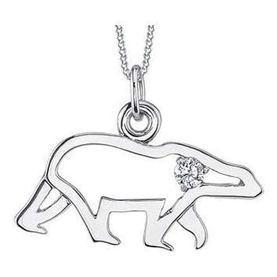 10K White Gold Canadian Diamond (0.06 ct T.W.) Polar Bear Necklace