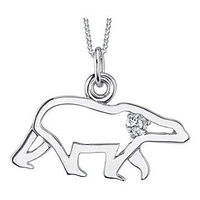 10K White Gold Canadian Diamond (0.06 ct T.W.) Polar Bear Necklace