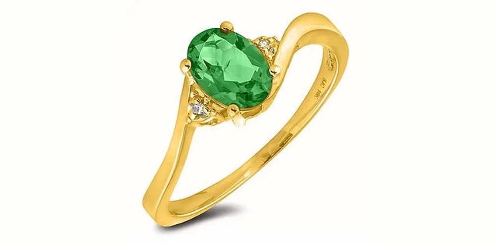 May Birthstone 0.02TW Diamond 10K Gold Ring