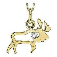 10K Yellow Gold Canadian Diamond (0.02 ct T.W.) Moose Necklace