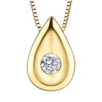 10K Yellow Gold Solitaire Diamond (0.03 ct. T.W.) Pear Shaped Necklace