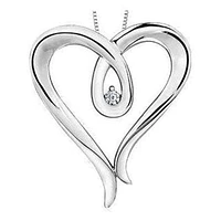 Sterling Silver Canadian Diamond (0.04 ct T.W.) Heart Necklace