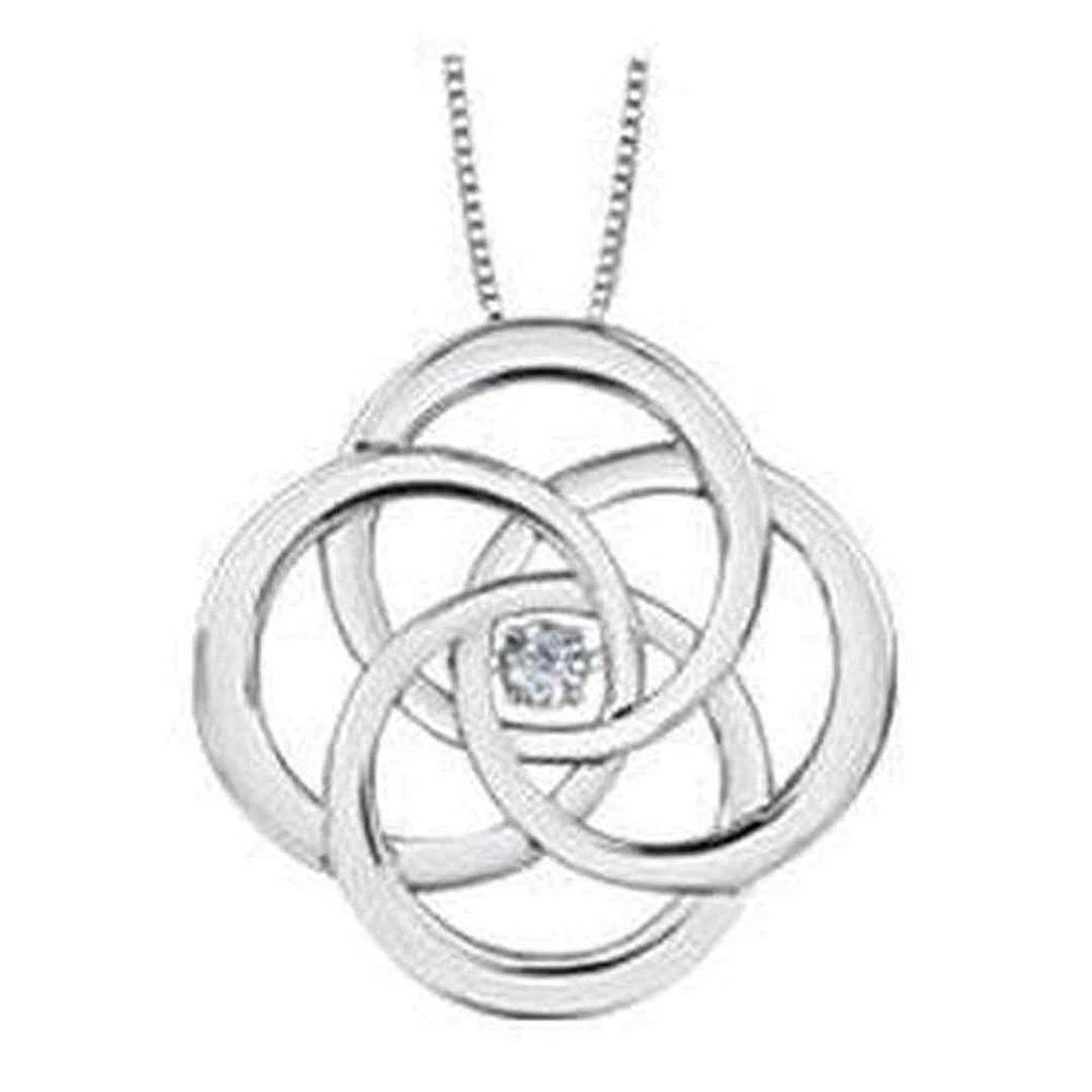 Sterling Silver Canadian Diamond (0.03 ct T.W.) Knot Necklace