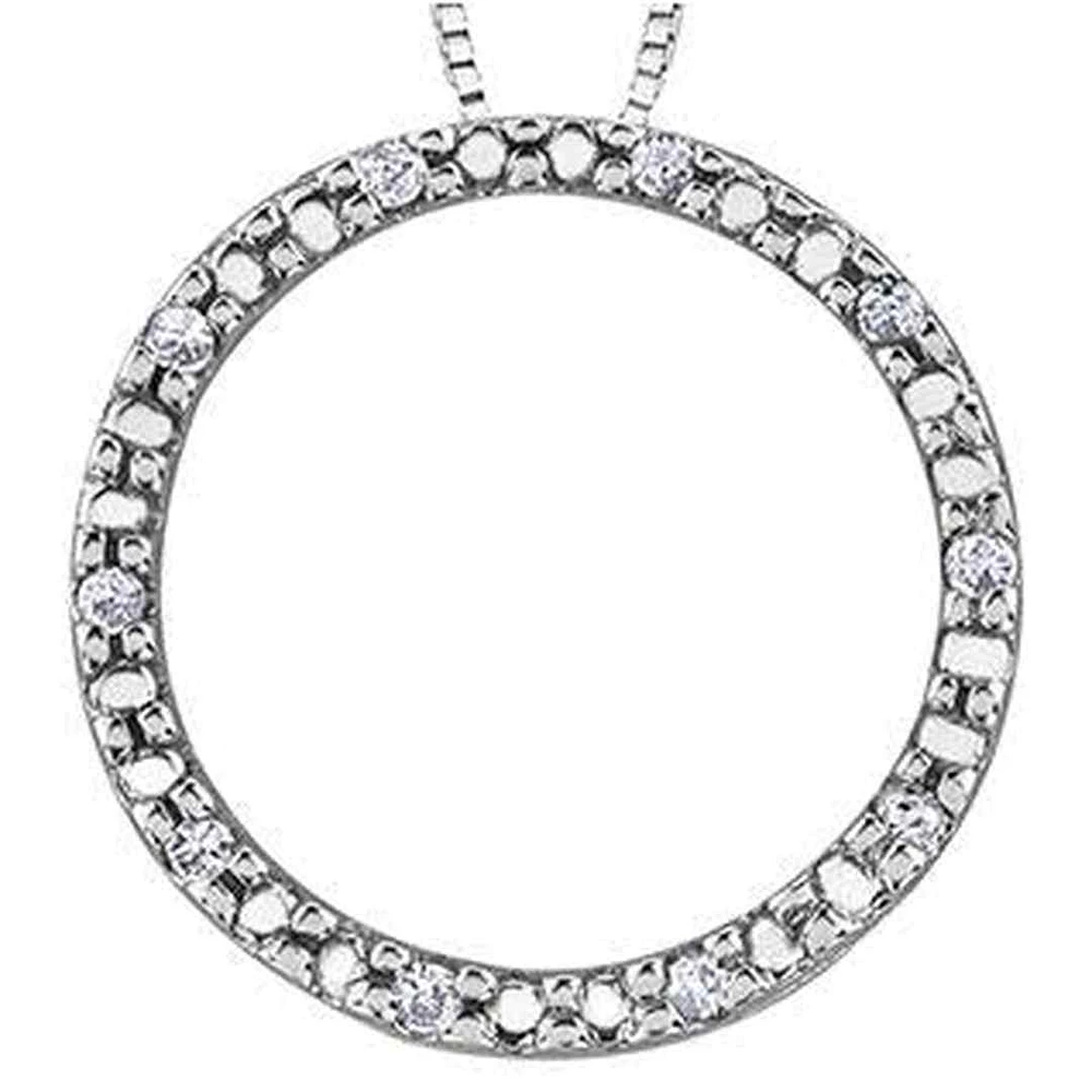 10K White Gold Diamond (0.05 ct. T.W.) Circle Necklace