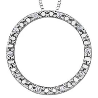 10K White Gold Diamond (0.05 ct. T.W.) Circle Necklace