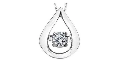 10K White Gold Pulse-Dancing Diamond (0.02 ct. T.W.) Pear Shaped  Necklace