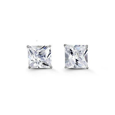 8mm 14k Gold Square CZ Studs