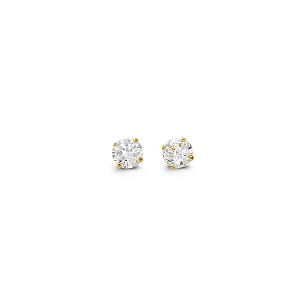 4mm 14k White Gold Round CZ Studs