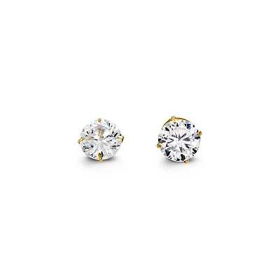 6mm 14k White Gold Round CZ Studs