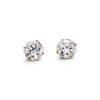 8mm 14k White Gold Round CZ Studs