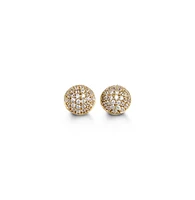 C.Z Bombe Studs in Yellow Gold