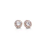 7.5mm CZ Halo Pave Rose Gold Studs