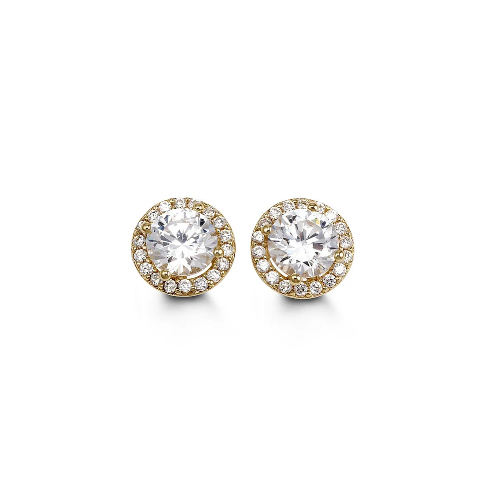 9mm CZ Halo Pave Gold Studs