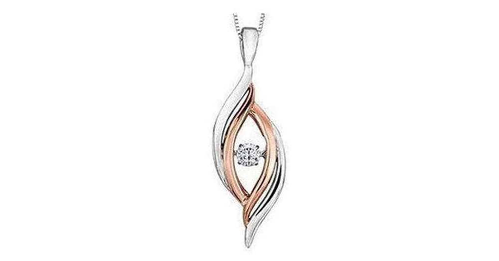 Canadian Dancing Diamond (0.12 ct T.W.) Len Shape Rose Gold & Silver Necklace