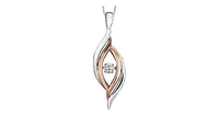 Canadian Dancing Diamond (0.12 ct T.W.) Len Shape Rose Gold & Silver Necklace