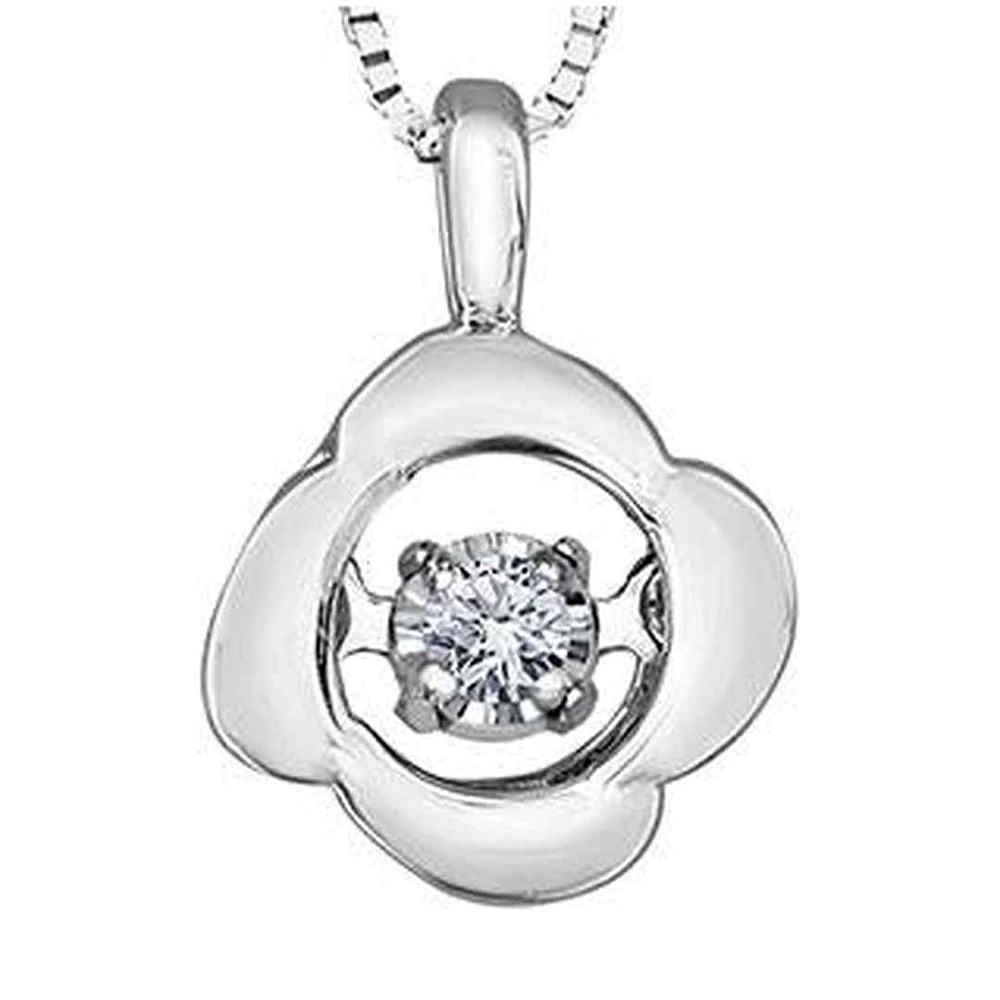 10K White Gold Diamond (0.02 ct. T.W.) Clover Necklace