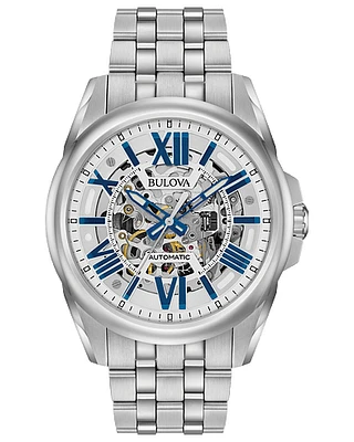 Bulova Sutton Men's Blue Accent Automatic Skeleton Watch 96A187