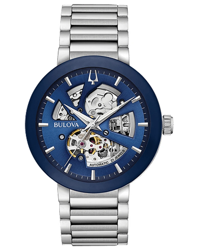 Bulova Futuro Men's Automatic Blue Dial Skeleton Watch 96A204