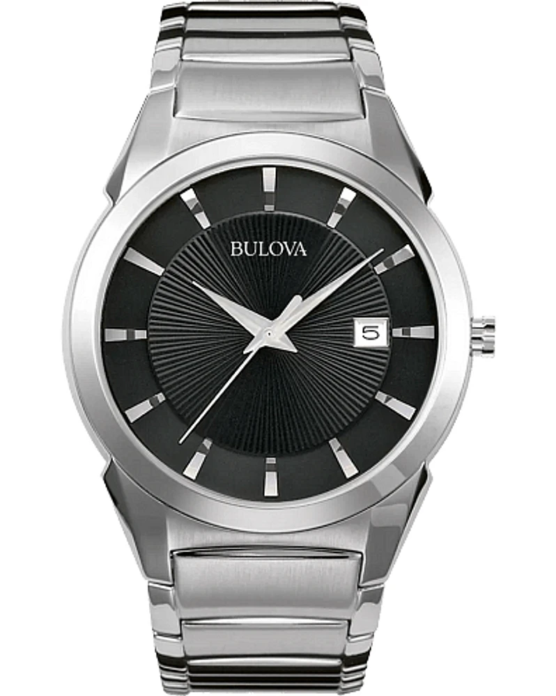 Bulova Classic Men's Black Dial Stainless Steel Watch 96B149