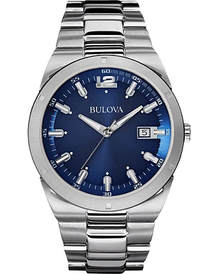 Bulova Classic Men's Blue Dial Classic Stainless Steel Watch 96B220