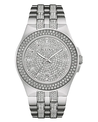 Bulova Phantom Men's Crystals Stainless Steel with Silver-tone Dial 96B235