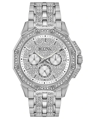 Bulova Octava Silver-tone Diamond Crystal Watch 96C134