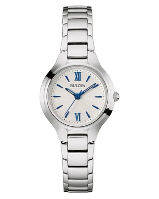 Bulova Classic Women's White Dial Blue Roman Numerals Watch 96L215