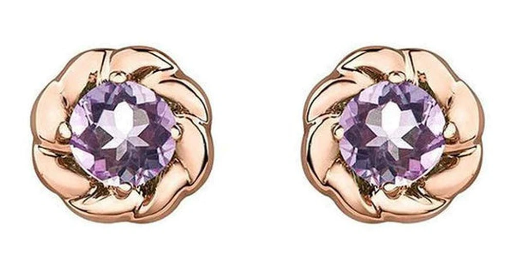 10K Rose & White Gold Amethyst Lilac Studs