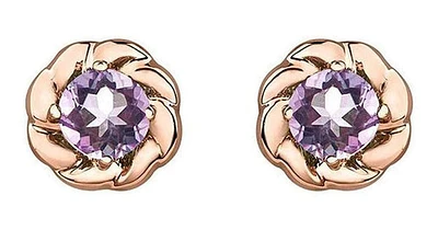 10K Rose & White Gold Amethyst Lilac Studs