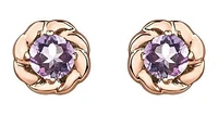 10K Rose & White Gold Amethyst Lilac Studs