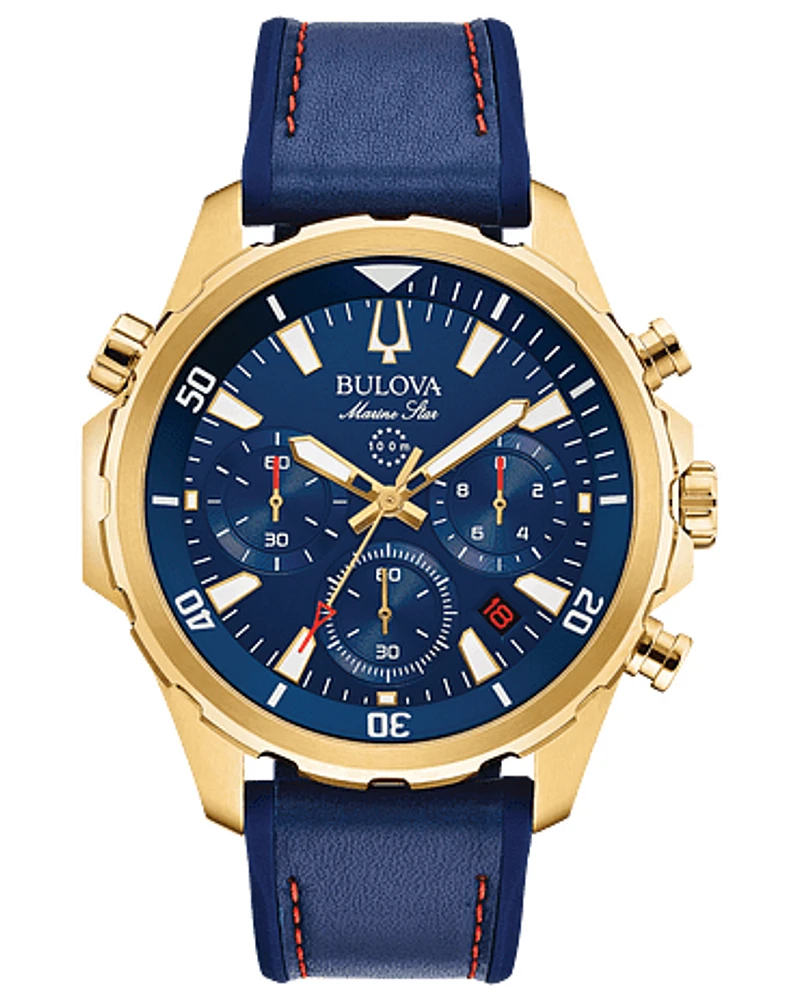 Bulova Marine Star Men's Chronograph Gold-Tone Watch 97B168