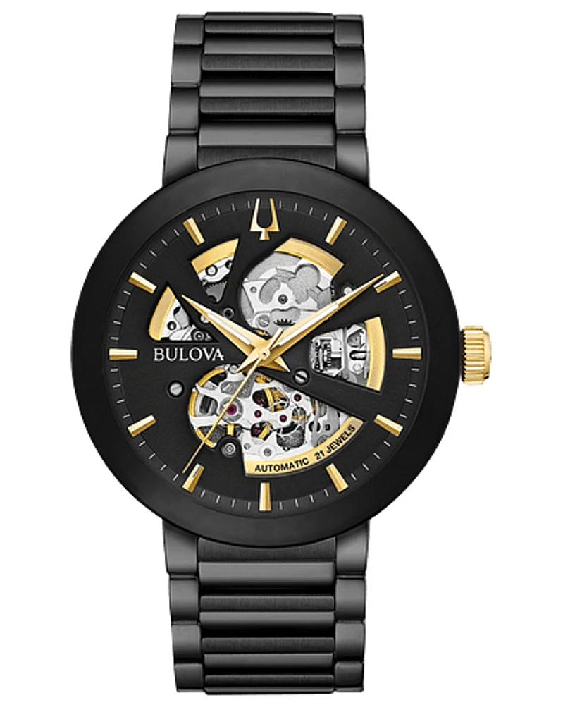 Bulova Futuro Men's Automatic Gold Accent Skeleton Watch 98A203