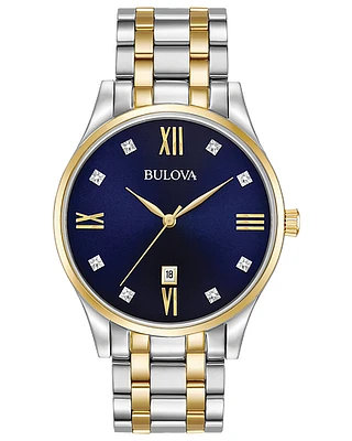 Bulova Classic Men's Diamonds Gold Two-Tone Watch 98D130