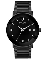 Bulova Futuro Quartz Men's Diamond Black Dial Modern Watch 98D144