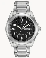 Citizen Eco-Drive Garrison  Silver-Tone Watch ( Model AW0050-82E)