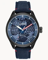 Citizen Eco Drive Marvel Heroes Grey-tone Watch with Blue Dial(Model AW2037-04W)