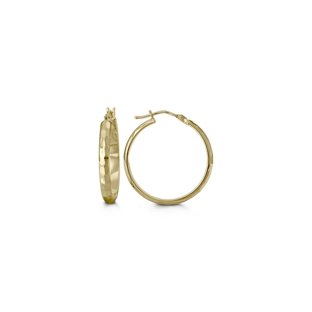 Offset Cut Yellow Gold Hoops