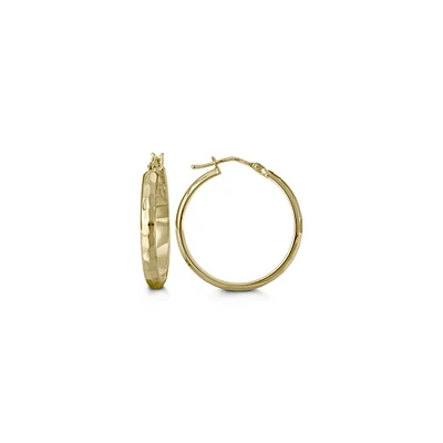 Offset Cut Yellow Gold Hoops